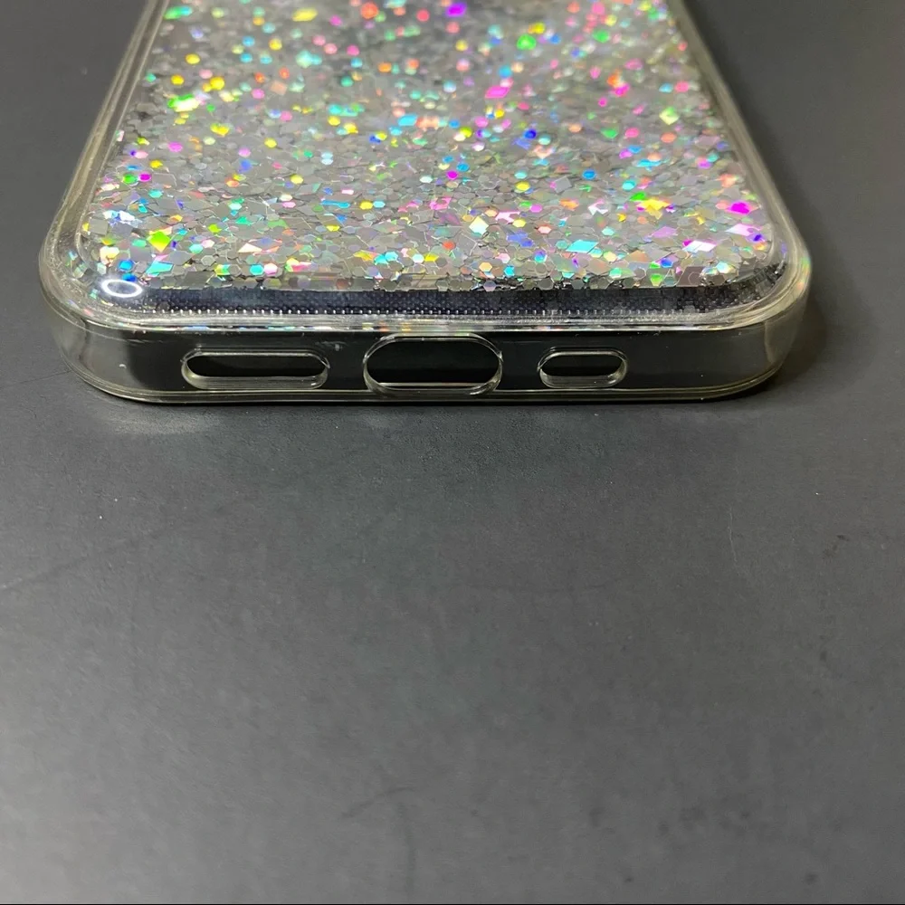 iPhone 12 Clear and Glitter Silver Cover